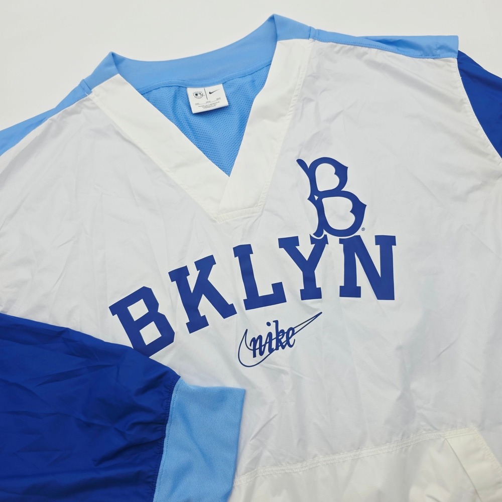 Nike MLB Brooklyn Los Angeles Dodgers Windbreaker Pullover V-Neck Blue Mens 3XL